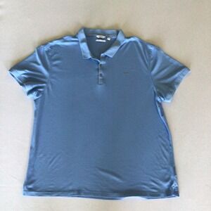 Calvin Klein Polo Shirt Mens XXL 2X Large Blue Liquid Touch Normcore Streetwear